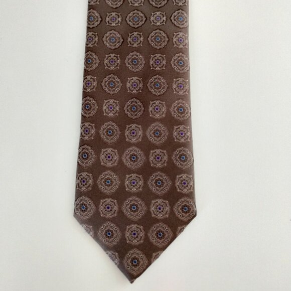 Canali Floral Medallion Pattern 100% Silk Italy 3.5inch W Office Career Classic - Picture 3 of 6